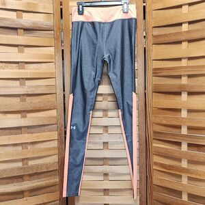 Under Armour Compression Heat Gear Leggings Orange Gray Women's Size S Polyester